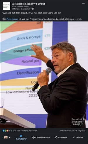 LinkedIn-Post des Sustainable Economy Summit: Rueckblick auf die Veranstaltung